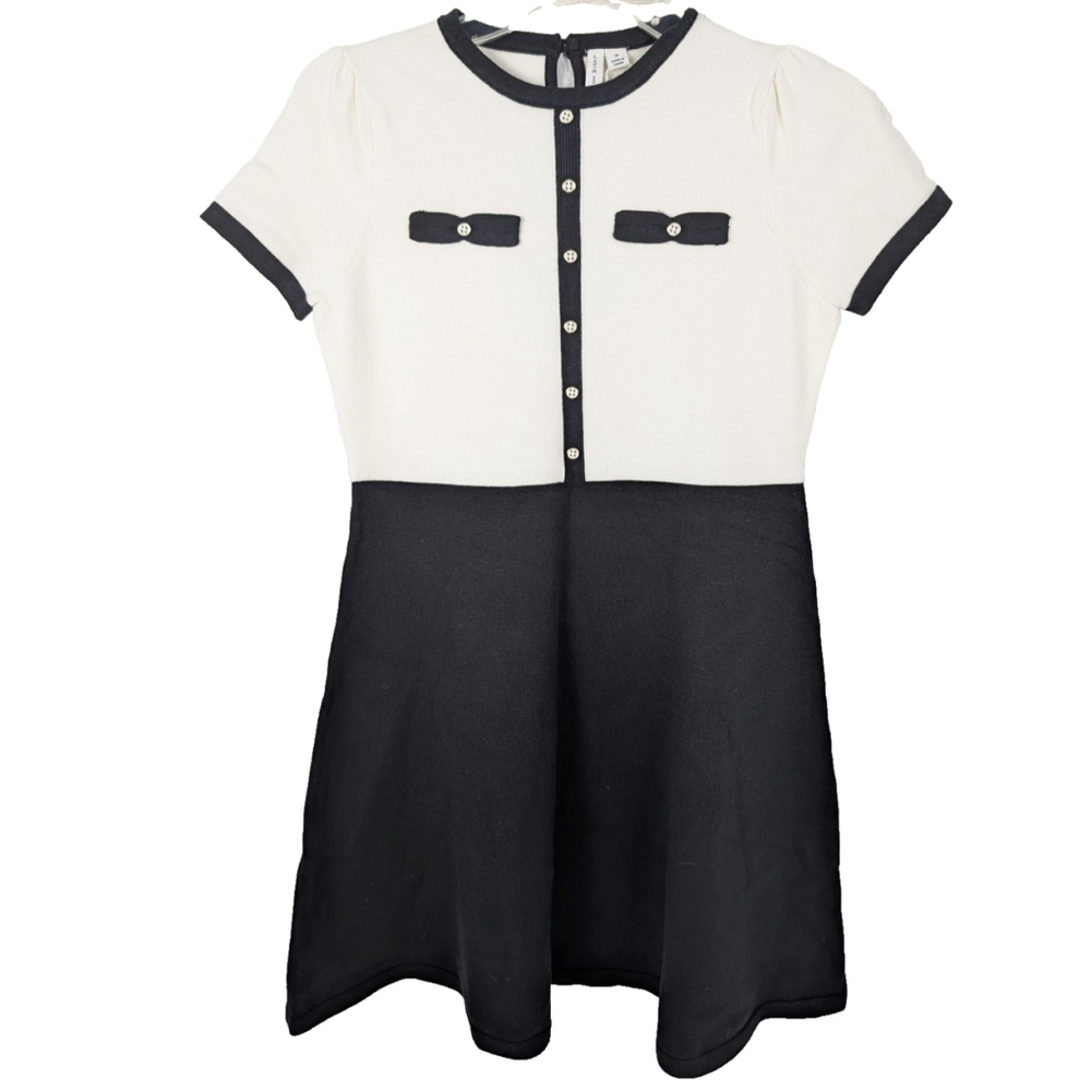 NWT Janie and Jack Bow Dress Sz 14 Black White Classic Preppy